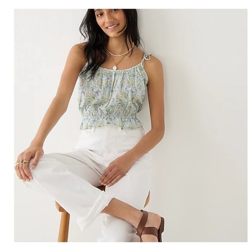 J.Crew Tank - Organic Cotton Ruffle-Waist Tank in Liberty® Lodden Fabric NWT